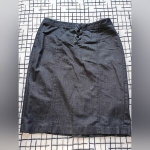 Talbots Size 4 Dark Denim Look Lace-Up Pencil Skirt